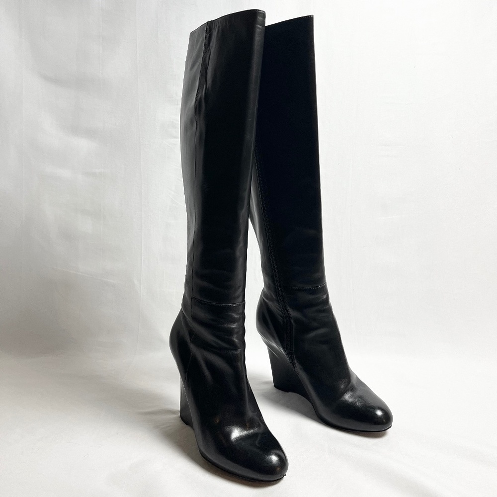 Black Knee high Wedge Boots